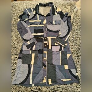 Geometric Patterned Button-Up Dress